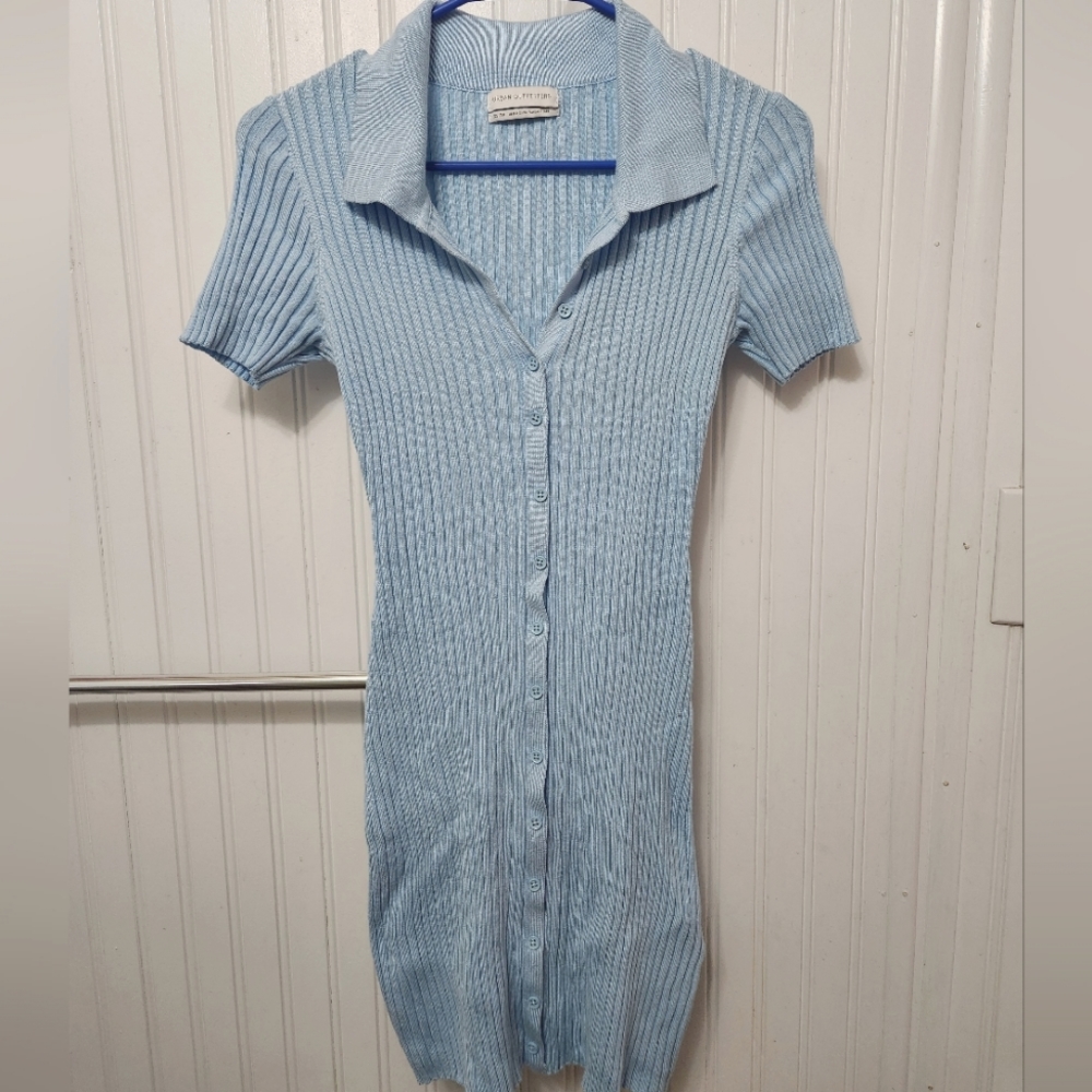 Urban Outfitters Baby Blue Ribbed Bodycon Dress